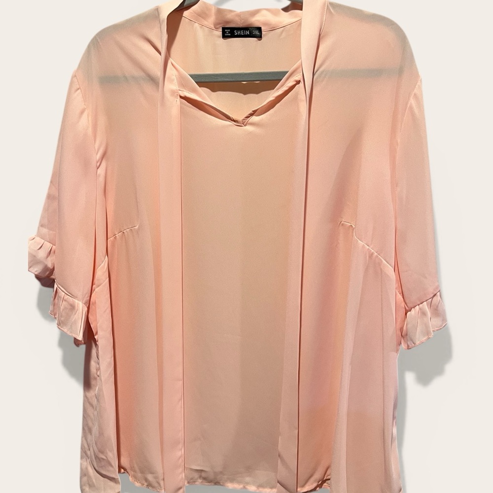 SHEIN Blush Open-Front Layered Blouse